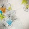 Vector multicolor grunge vintage drawing flower concept background