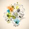 Vector multicolor grunge vintage drawing flower concept background