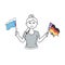 Vector Multilingual Girl Translator with flags