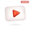 Vector multimedia play button. Video icon with shadow. Red arrow on white button with highlights. Style glossy vector EPS 10