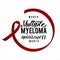Vector Multiple Myeloma Awareness Calligraphy Poster Design. Stroke Burgundy Red Ribbon. March is Cancer Awareness Month
