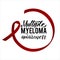 Vector Multiple Myeloma Awareness Calligraphy Poster Design. Stroke Burgundy Red Ribbon. March is Cancer Awareness Month