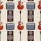 Vector music seamless pattern. Rock music theme. Color vector background
