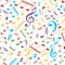 Vector musical pattern with notes. Vector illustration.