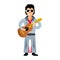 Vector Musician parody artist with a guitar. Rock and roll. Flat style colorful Cartoon illustration.