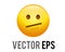 Vector muted yellow neutral helpless, disappointed, upset face icon with dotted or dashed outline