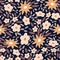 Vector naive hand drawn flowers seamless pattern