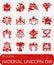 Vector National Unicorn Day icon set