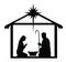 Vector Nativity Scene, Jesus, Mary, Joseph. Christian Background.