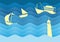 Vector nautical background with paper boat