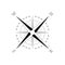 Vector nautical compass silhouette. Navigation map sign. Wind rose icon. Horizon sides: north south west east