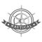 Vector nautical label. vintage rudder, icon and design element.