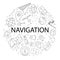 Vector Navigation pattern with word. Navigation background