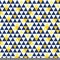 Vector navy blue and yellow triangle texture seamless repeat pattern background.