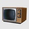 Vector neat accurate illustration of Old vintage black and white TV set in a wooden case. Realistic retro old TV on white