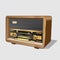 Vector neat accurate illustration of vintage old radio. Classic old radio in a wooden case. Realistic retro old radio on white