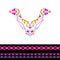 Vector neckline and borders design for fashion. Ethnic tribal neck print. Chest embellishment in boho style