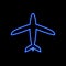 Vector Neon Airplane, Plane Icon, Travel Concept, Light Blue Line.
