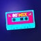 Vector Neon Cassette With Retro Label, Vintage 80s Revival Mix Tape Design