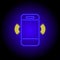 Vector neon flat design icon of vibrant mobile phone icon symbol