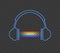 Vector Neon Headphones and Rainbow Abstract Light.