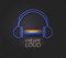 Vector Neon Headphones and Rainbow Music Light, Live Life Loud.