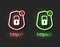 Vector Neon Icons: http and https Protocols with Lock, Green and Red Bright Symbols, Check and Cross.