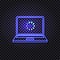 Vector Neon Laptop with Loading Circle Icon, Glowing Illustration.