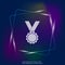 Vector neon light icon medal. Medal of Honor, congratulations. L