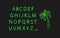 Vector Neon Palm Tree and Letters, Neon Green Illustration Isolated on Dark Background.