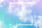 Vector neon pastel toned abstract sky background with clouds and a frame