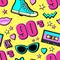 Vector neon pop background 80s, 90s