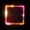 Vector neon square frame on black brick background