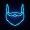 Vector neon style blue beard and mustache.