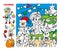 Vector New Year party snow maiden snowman squirrel