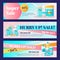 Vector newborn accessories banners design templates. Baby goods sale vouchers collection.