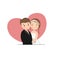 Vector newly married wedding couple using  illustration artwork cartoon couple giving cute pose happily