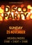 Vector night party poster template with shining golden lights background. Disco club flyer event design invitation.