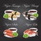 Vector Nigiri Sushi color sticker, set