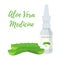 Vector nose spray with aloe vera. Herbal medicine. Cartoon flat style