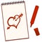 Vector Notebook With Red Felt-tip Pen and Sketch Drawings: Heart and Arrow
