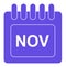 Vector november on monthly calendar icon