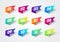 Vector Number Bullet Point 1 to 12 Colorful Label Ribbons Set