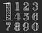 Vector numbers with elegant floral ornaments inside. Exquisite ornamental numbers in monochrome. Floral typography