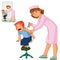 Vector nurse doing an inoculation to a small boy