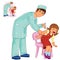 Vector nurse doing an inoculation to a small girl