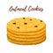 Vector oatmeal cookies, oat breakfast, tasty biscuit. Cartoon flat style