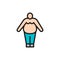 Vector obesity, fat man, chubby flat color line icon.