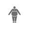 Vector obesity, fat man, chubby grey icon.
