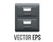 Vector office grey metal file cabinet icon with two drawers, handles and label holders